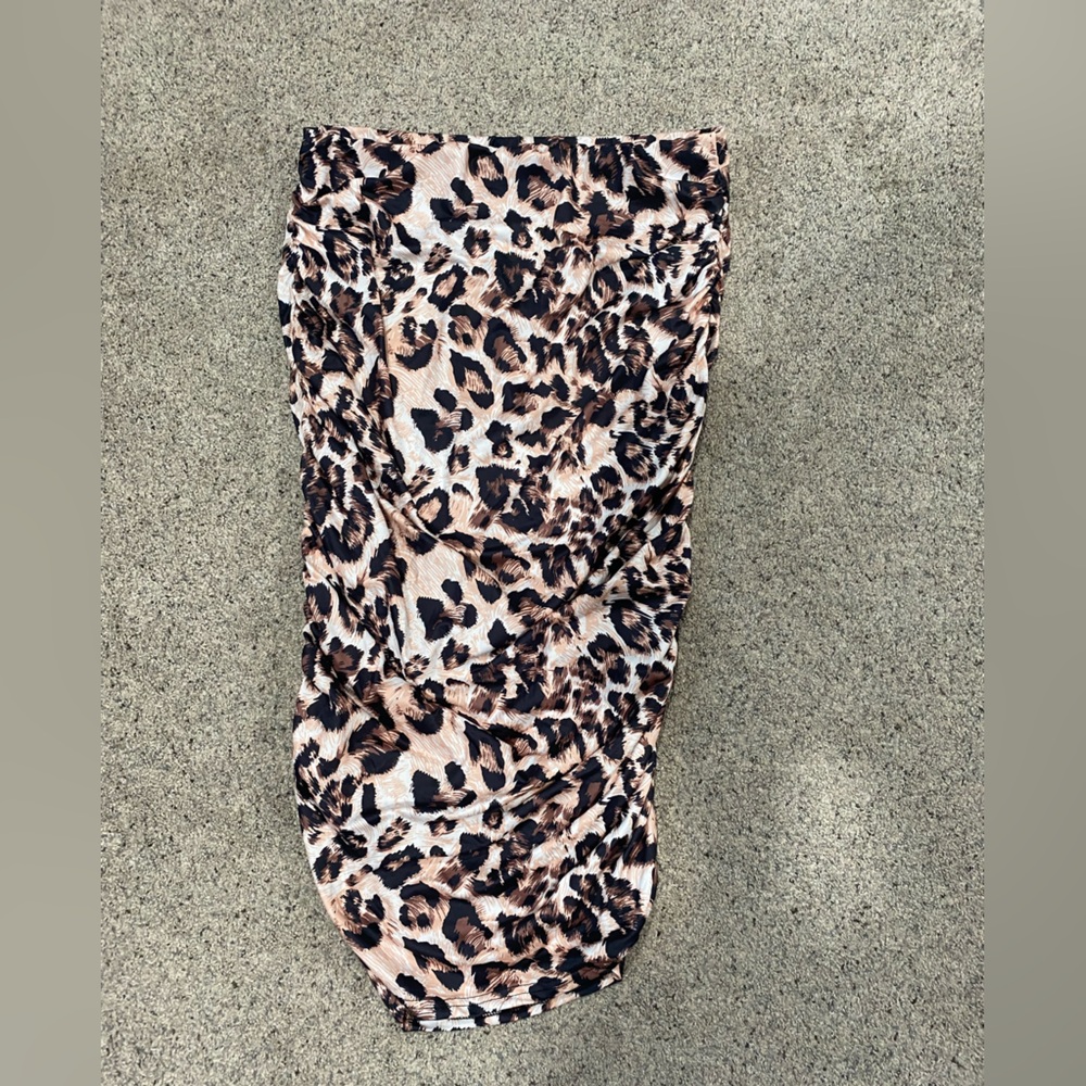 SHEIN Ruched Leopard Print Skirt